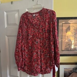 Old Navy Floral Red Blouse